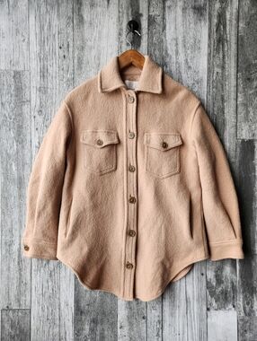 Aritzia Wilfred Free The Ganna Shirt Jacket Chasm Merino Wool Small